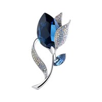 Magideal - Broche De Flor, Alfileres De Lujo Para Escote, Joyería Elegante, Aleación Brillante Para Bolsos, Accesorios De Ramillete, Ropa Para Niñas, Vacaciones Azul