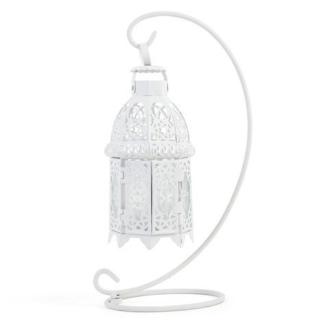 Farol Para Velas Zingz & Thingz, Color Blanco Envejecido, Con Soporte