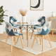 thumbnail image 3 of Comedor Mesa Eames Redonda vidrio 100cm + 4 Sillas Eames Patchwork Tela Wood Celeste, 3 of 9