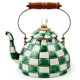 thumbnail image 1 of Tetera de té MACKENZIE-CHILDS Emerald Check de 3 L en verde y blanco a cuadros, 1 of 6