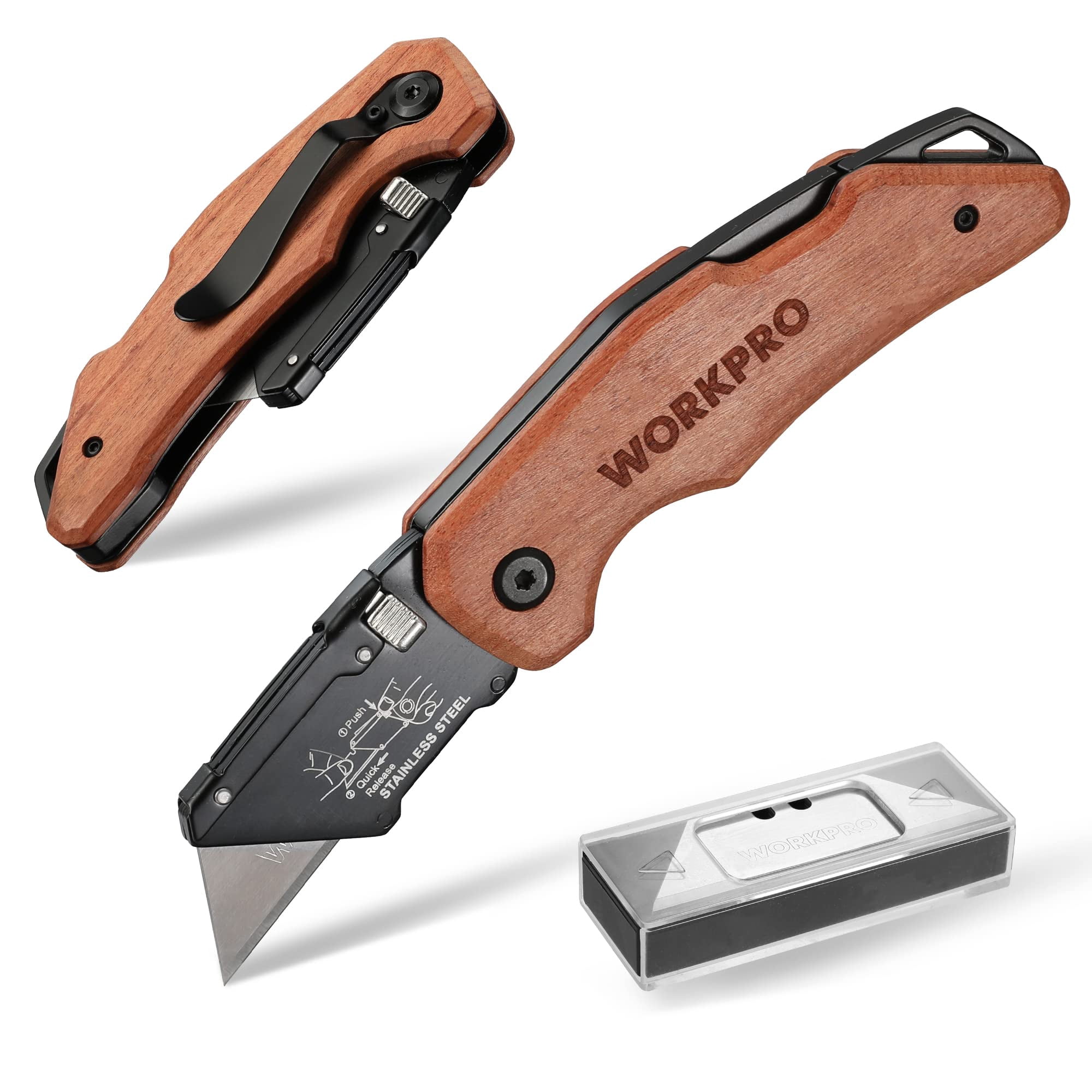 Navaja Multiusos Plegable Workpro Con Cabeza De Acero Inoxidable