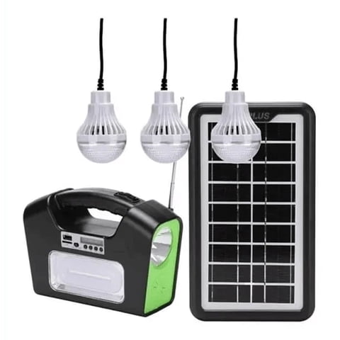 Leonimport - Kit Solar Camping Ampolletas Led Fm Rádio Bluetooth Mp3 Gd16