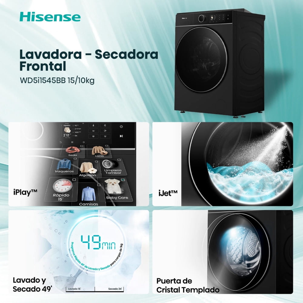 Hisense WD5I1545BB 15/10 kg Negro, foto 11