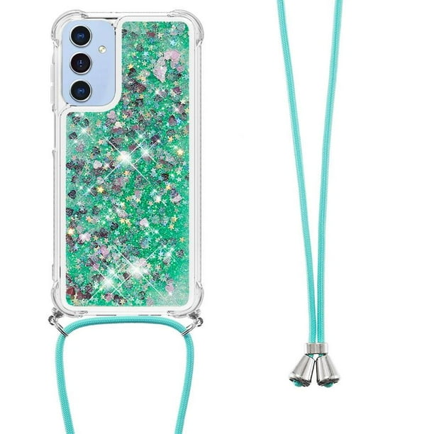 Funda FOXDOCK para Samsung Galaxy A15 con Cuerda Ajustable, Brillo Líquido, Protección Antigolpes y Lente – Ideal para Regalo