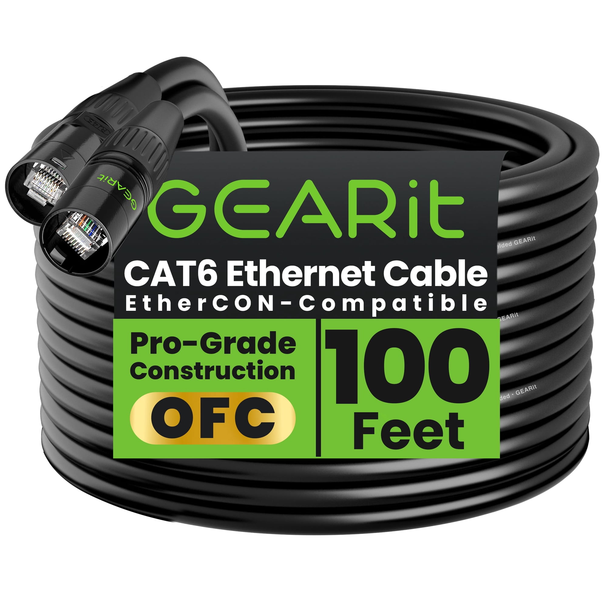 Cable Ethernet Gearit Blindado Cat6 Ethercon 30 M Negro