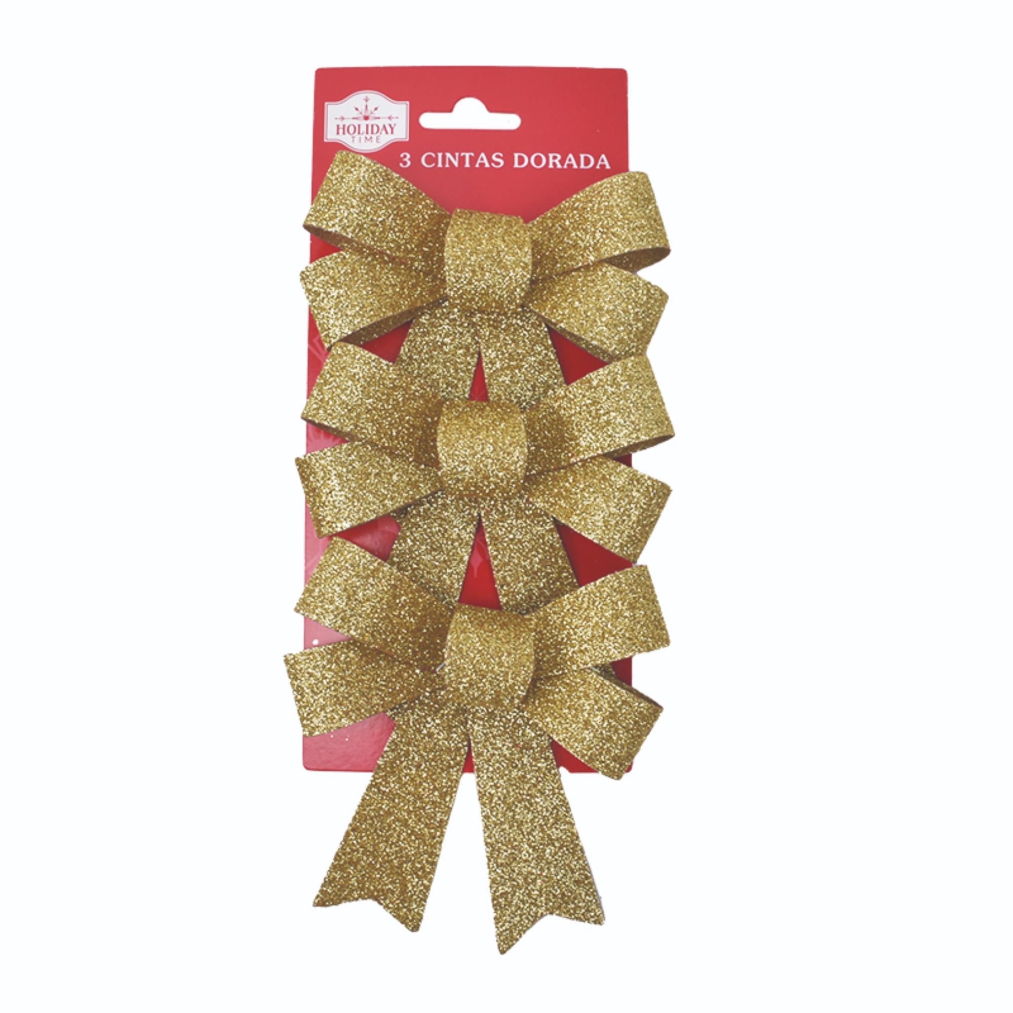 3 Cintas Dorada Holiday Time