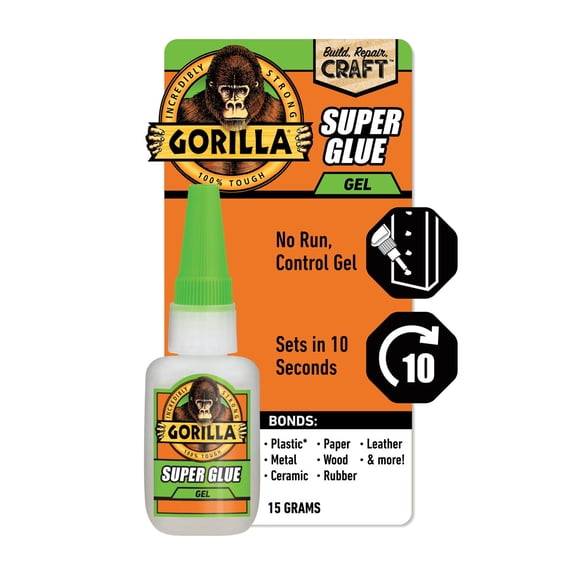 Pegamento Gorilla Super Glue Gel 15 g 0,53 oz Seca en 10 s