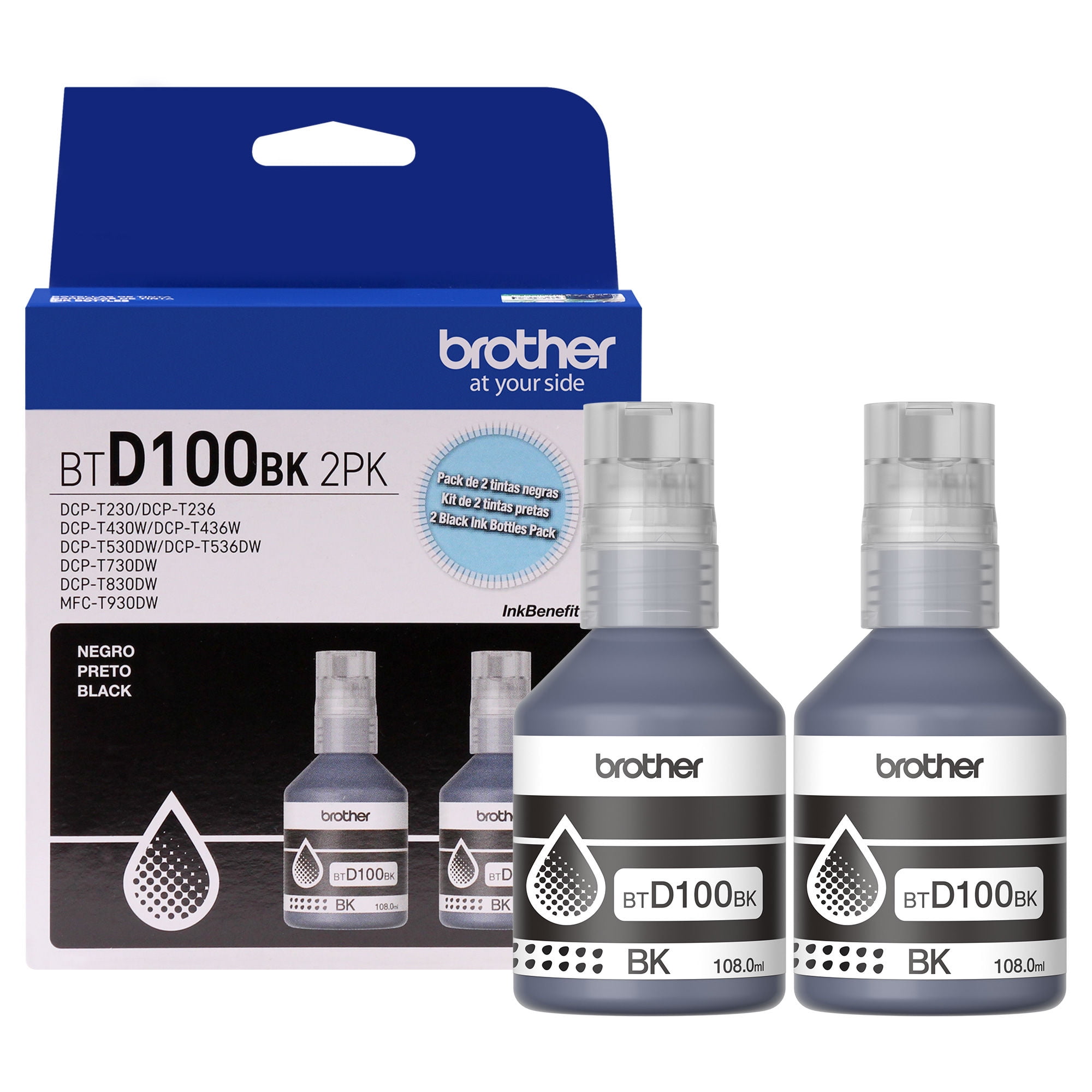 Brother - Botella De Tinta Original Btd100Bk2Pk Negro