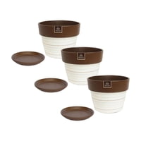 Pottery - Set De 3 Maceta Greta 14Cm Blanca Y Sus Platos