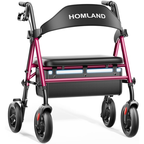 Rollator Walker HOMLAND Bariatric, 500 libras, con asiento y bolsa de almacenamiento