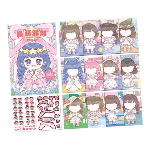 Magideal - Haz Un Libro De Pegatinas Con Caras, Pegatinas Para Actividades De Bricolaje, Creatividad De Envoltura Divertida, Haz Tus Propias Pegatinas Para Niñas Estilo A