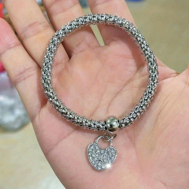 Fashion Jewelry Rhinestone Heart Three Combination Tricolor Bracelet Valentine's Day Gift