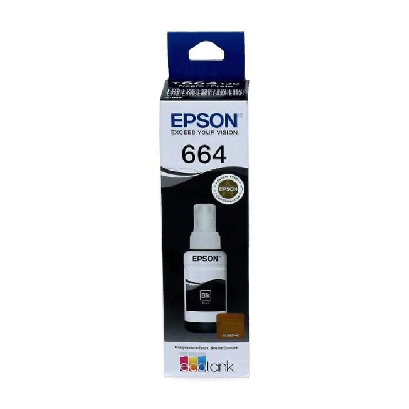 Botella Tinta Epson T664 Original Negro