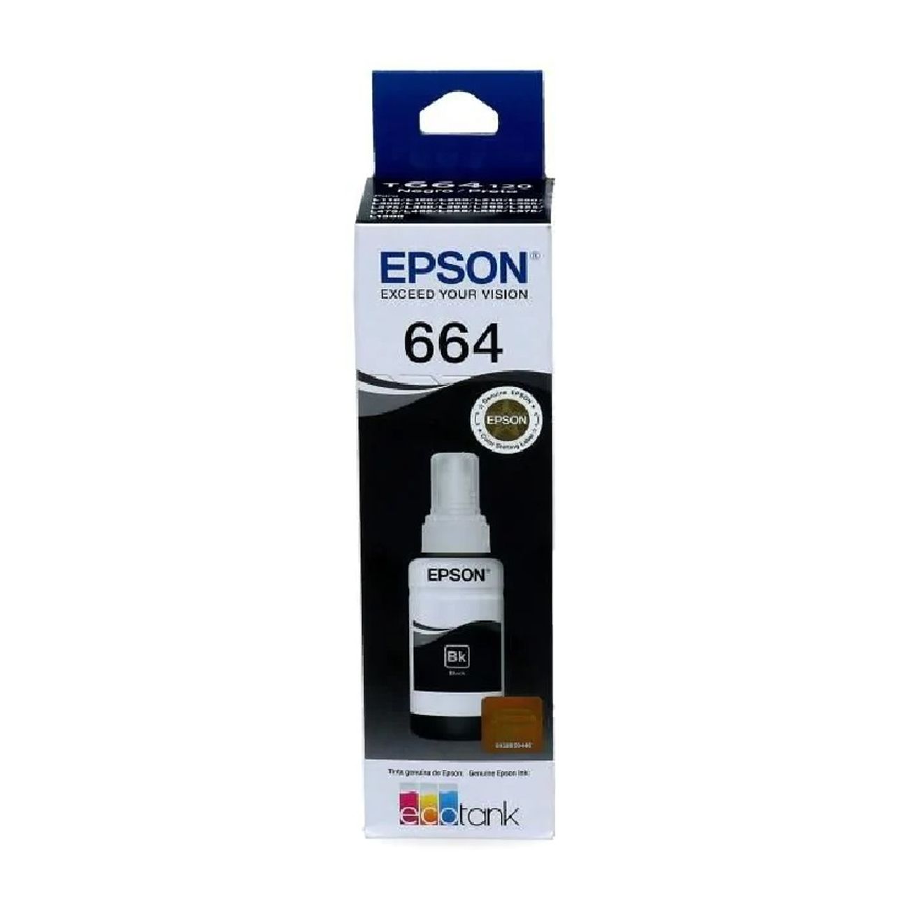 Botella Tinta Epson T664 Original Negro