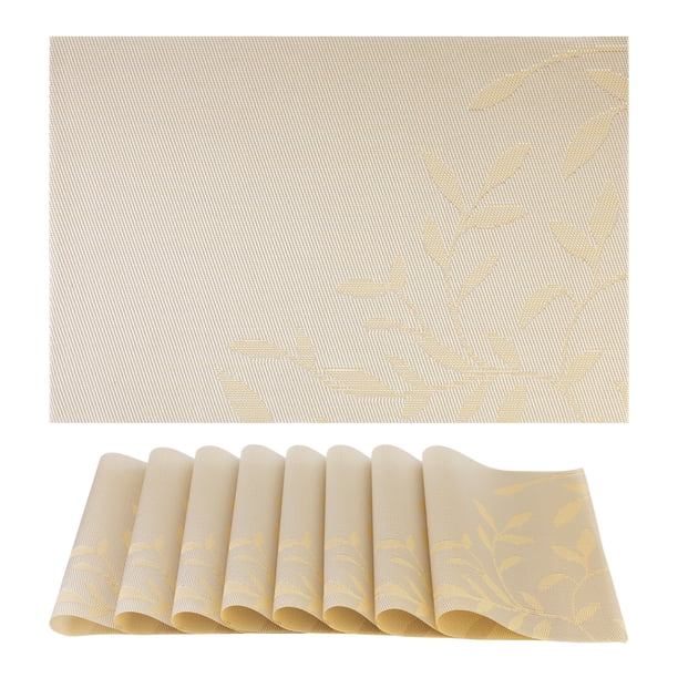 Juego de 8 Manteles Individuales de Estilo Rústico para Decoración de Mesa de Comedor Interior, Lavables, de Oro, 45*30cm