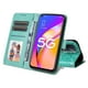 thumbnail image 4 of Funda tipo cartera FOXDOCK para OPPO A54 5G , diseño girasol en relieve, cuero PU, cierre magnético, soporte y tarjetero, 4 of 5