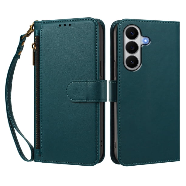 Funda Tipo Billetera para samsung galaxy A27 5G con Soporte y Bolsillo con Cierre Verde