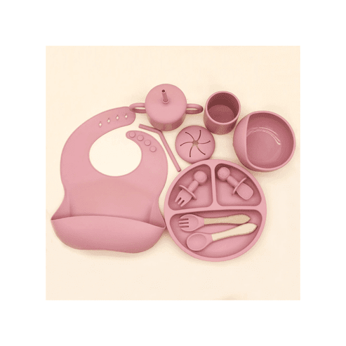 Estilodomus - Set De Alimentación Silicona Dividida Con Ventosa Bebés Morado