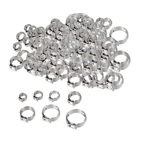 Ioensy - 130 Piezas Abrazaderas De Manguera De Una Sola Oreja Abrazaderas De Mangueras De Acero Para Maquinaria Agrícola