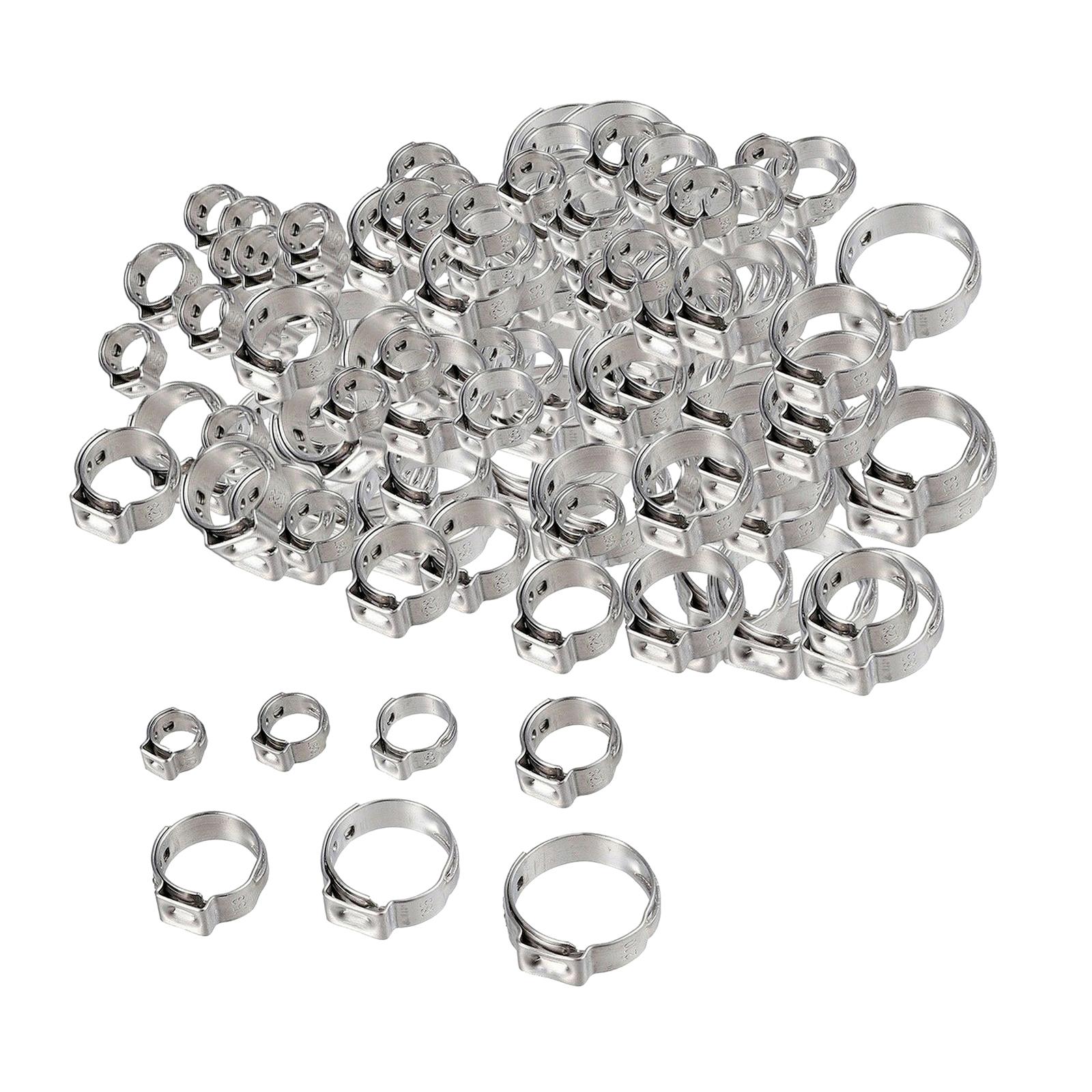 Ioensy - 130 Piezas Abrazaderas De Manguera De Una Sola Oreja Abrazaderas De Mangueras De Acero Para Maquinaria Agrícola