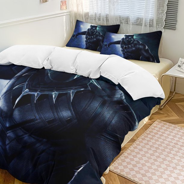 Black Panther Bedding Comforter Sets 3-Piece Bedding Set Soft Warm Bed Set for Bedroom All Season