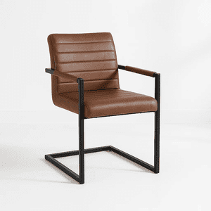 Klik Muebles - Silla Industrial De Cuero Sintético Marrón Con Base Metálica – Café