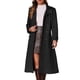 thumbnail image 1 of INSPIRE CHIC Abrigo de Trinchera de Imitación de Gamuza para Mujeres con Solapa Muescada, Doble Botonadura, Cinturón, Mangas Largas, Talla M, Negro, 1 of 6
