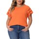 thumbnail image 1 of Agnes Orinda Blusas de Verano Sólidas con Encaje y Mangas Cortas Huecas para Mujer Talla Grande 3X Naranja, 1 of 8