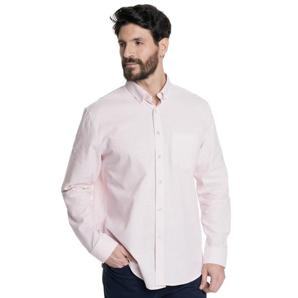 Camisa Hombre Slub Look Lino Bolsillo