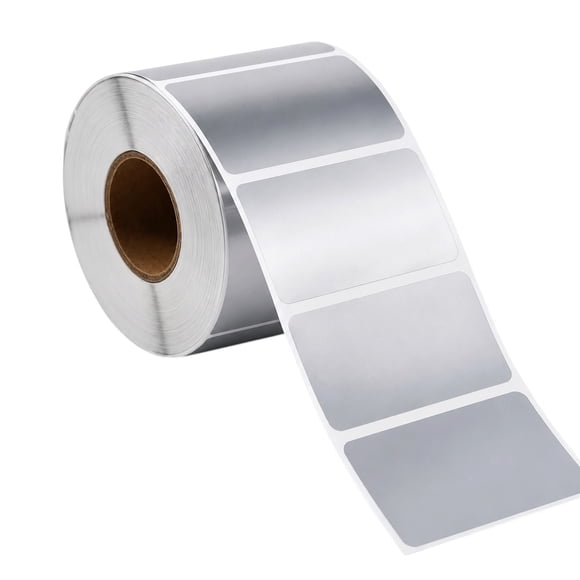 1000 Etiquetas Activo Fijo 80x60mm Plateadas