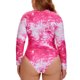 thumbnail image 5 of Agnes Orinda Traje de Baño de Surf de Una Pieza con Manga Larga y Cremallera para Mujeres de Talla Grande, Estilo Tie Dye, para Vacaciones en la Playa, 1X Rosa Caliente, 5 of 9