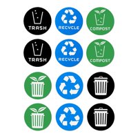 Magideal - 12 Uds Pegatinas De Cubo De Basura Pegatinas De Reciclaje De Basura Pegatinas De Clasificación Redondas De 10Cm Pegatinas Para Eventos Comerciales En