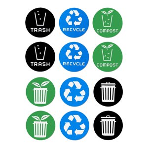 Magideal - 12 Uds Pegatinas De Cubo De Basura Pegatinas De Reciclaje De Basura Pegatinas De Clasificación Redondas De 10Cm Pegatinas Para Eventos Comerciales En