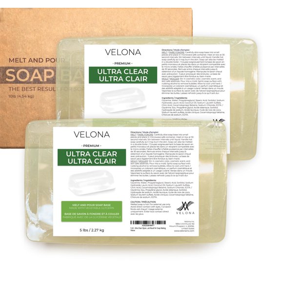 Base de jabón de glicerina ultra transparente Velona 4,54 kg