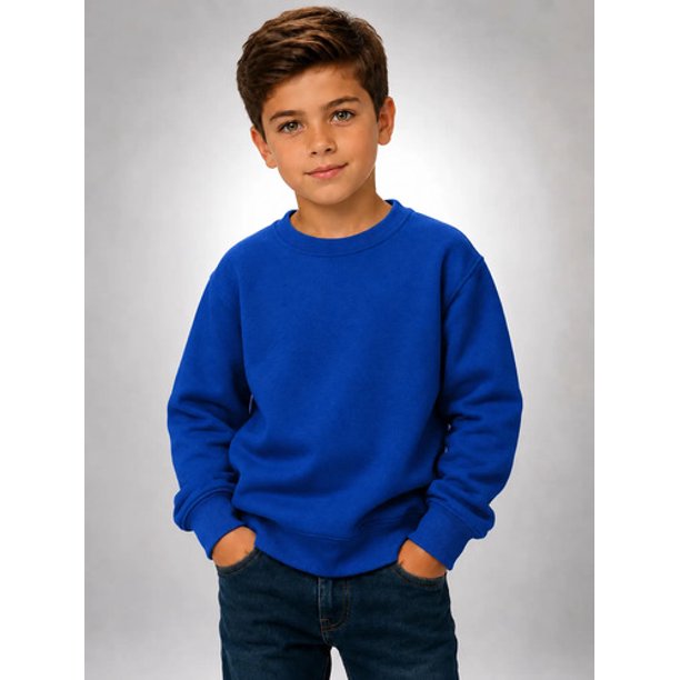 Poleron Polo Cuello Redondo De Niño 300g Basico 70/30 Casual 10 Azul Liso