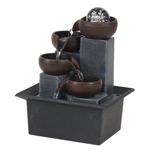 Magideal - Fuente De Mesa, Fuentes De Cascada Para Interiores, Decoración De Escritorio, Bomba De Agua Con Bola Giratoria Con Luces Led Para Oficina, Hogar, Yoga