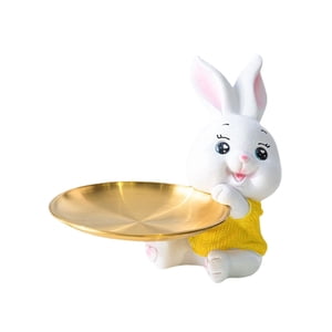 Magideal - Bandeja De Almacenamiento De Conejo 3D, Contenedor De Artículos Diversos, Escultura De Animal, Adorno, Llavero Para Bar, Armario, Mesa, Decoración De , Rosa 14Cmx18Cm