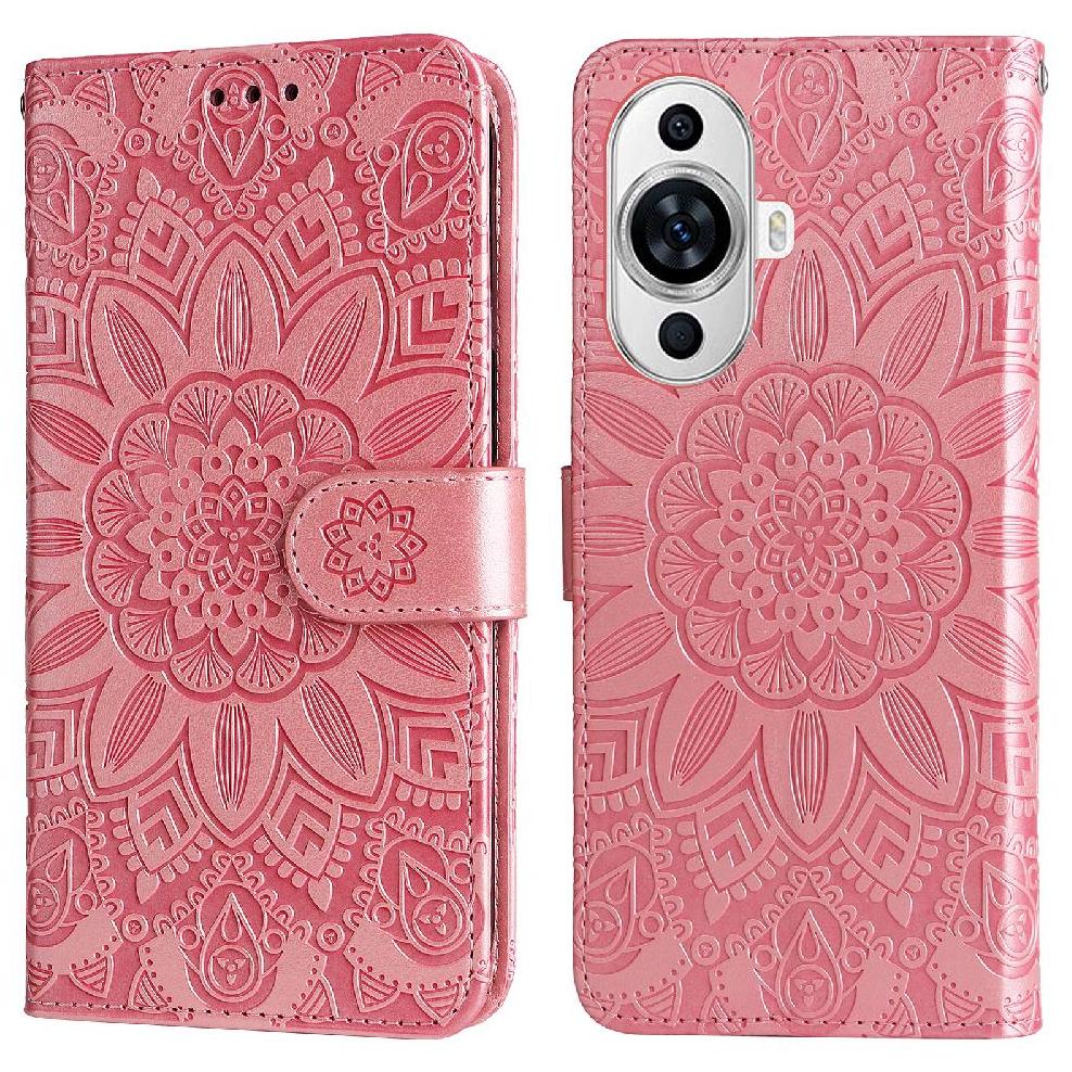 Funda Tipo Cartera Foxdock Para Huawei Nova 11 , Diseño Girasol En Relieve, Cuero Pu, Cierre Magnético, Soporte Y Tarjetero