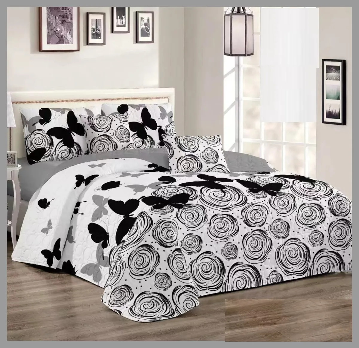 Casadeliacl - Cubrecama King Grande Quilt Verano Moderno Elegante Tf Negro Tf Cc529
