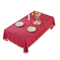 Xusx111 - Mantel De Mesa Rectángulo De Algodón De Lino Rústico Mantel De Mesa Rectángulo De Algodón Para Comedor De Cocina Con Borla Plaid Manteles Impermeables Rectángulo / Oblong, (Borlas De Rejilla