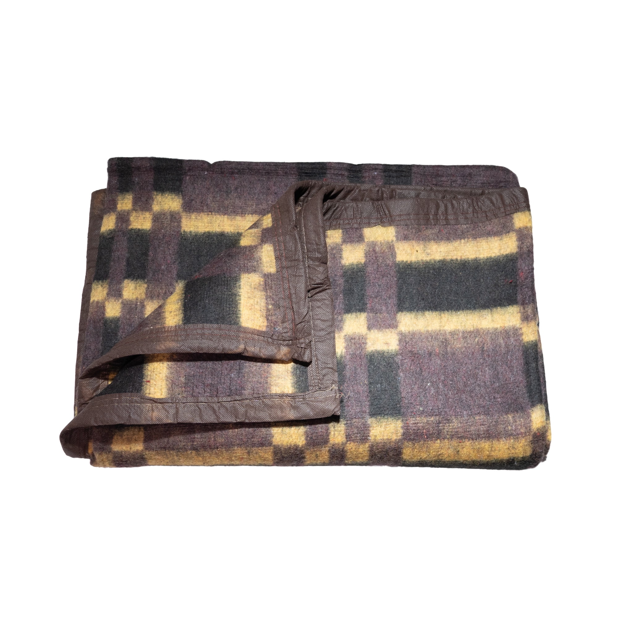 Sueño Blanco - Frazada Cafe Líneas Amarillas 2 Plaza