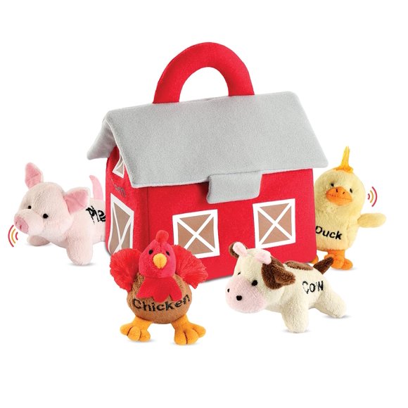 Juguetes de peluche con animales de granja Bundaloo con sonidos realistas y granero