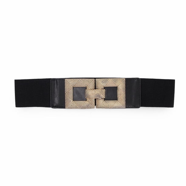 Cinturón Mujer Elasticado Ancho Hebilla Geométrica negro Talla Única