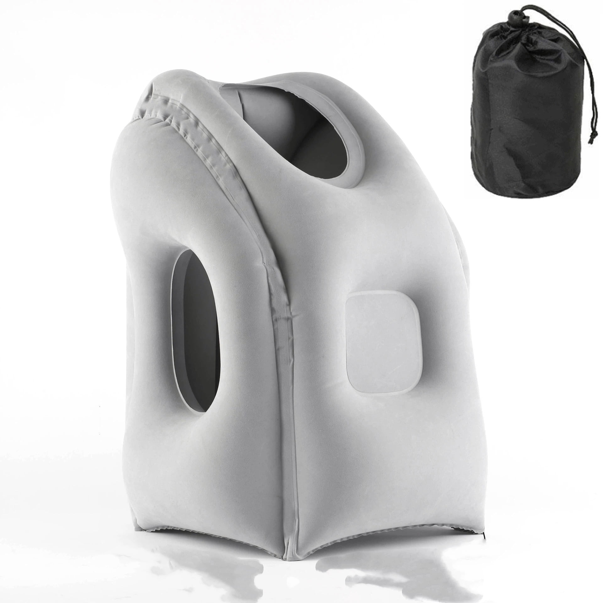 Xusx111 - Almohada Inflable De Viaje, Almohada Cómoda Del Cuello Con Bolsa De Almacenamiento Hombro Y Cuello Para Evitar El Dolor Para El Avión Tren Oficina Coche Viaje A Casa, Gris