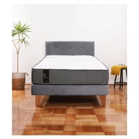 Latam Home - Cama Europea Zen Best 1.5 Plaza Colchon Resortes Base Dividida + Respaldo Tela Gris
