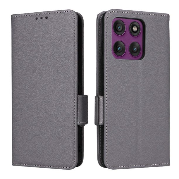 Funda Cartera para Motorola Moto Edge 60 Pro Tapa Flip con Ranuras y Soporte Gris