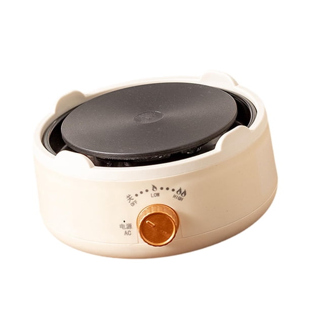 Placa calefactora pequeña, estufa eléctrica, calentador eléctrico versátil, compacto, de un solo quemador, para café y té, ideal para acampar en casa. Blanco beige