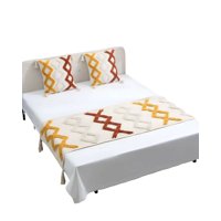 Genérico - Set De Piecera Bordada Con Dos Fundas Modelo Boho Beige 05