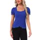 thumbnail image 1 of INSPIRE CHIC Camisa Victoriana para Mujeres Regreso a Clases Cuello de Corazón Manga Abullonada Halloween Blusa Gótica con Cordones XS Azul Real, 1 of 7