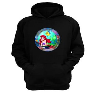 Genérico - Polerón Canguro Sirena Marina Negro Talla Xs Unisex